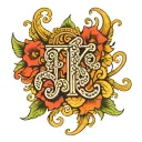 initials K J E tattoo design idea