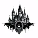 cyber sigilism castle tattoo design idea