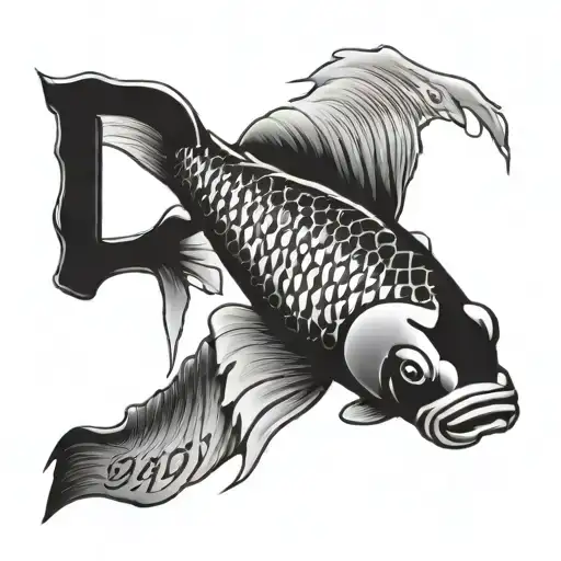 koi w word dad memorial tattoo design idea