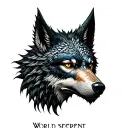 "World serpent" Fenrir wolf head tattoo design idea
