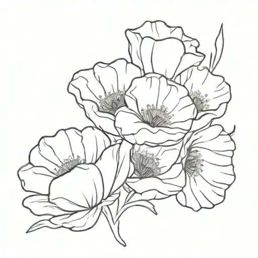 poppy and petunia bouquet tattoo design idea