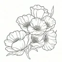 poppy and petunia bouquet tattoo design idea