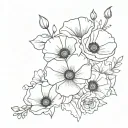 poppy and petunia bouquet tattoo design idea