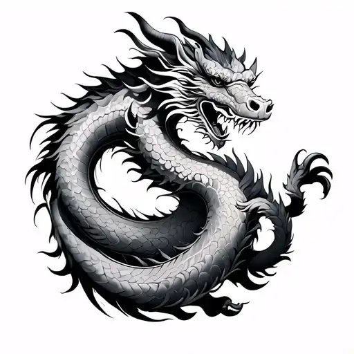 Asian dragon wrapped around arm with an ox  tattoo design idea