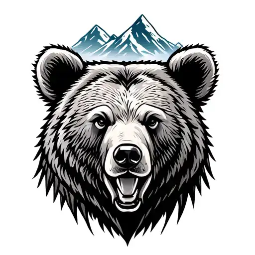Bear head watzmann mountain nordic elements incorporated tattoo design idea