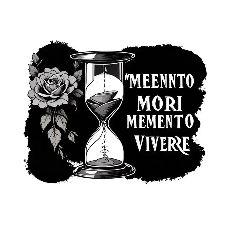 "Memento Mori Memento Vivere" hourglass made tattoo design idea