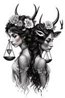  libra and Taurus dainty sisters  tattoo design idea