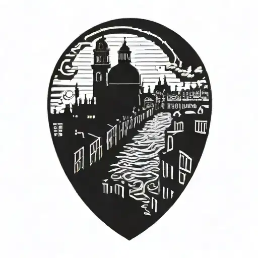 venice at night with bright lights tattoo design idea
