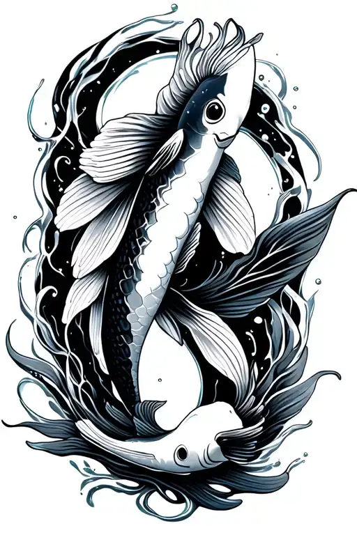 koi fish swimming tattoo design idea