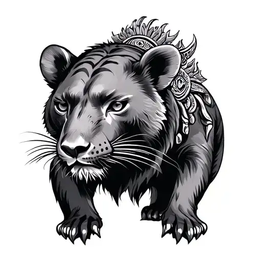 totem pull rat king Bowen bear and panther tattoo design idea