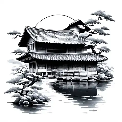 Japanese Village tattoo design idea
