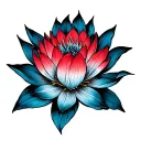 blue spider lily red lotus flower tattoo design idea