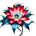 blue spider lily red lotus flower tattoo design idea