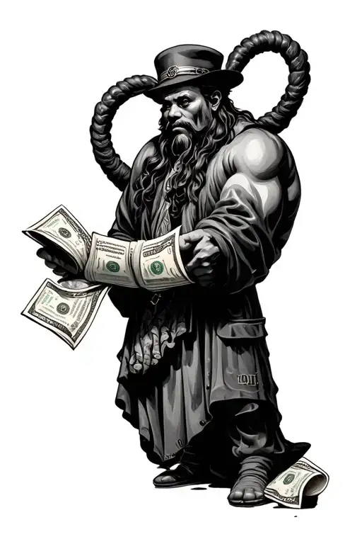 god, scripture, money roll, thug life badass tattoo design idea