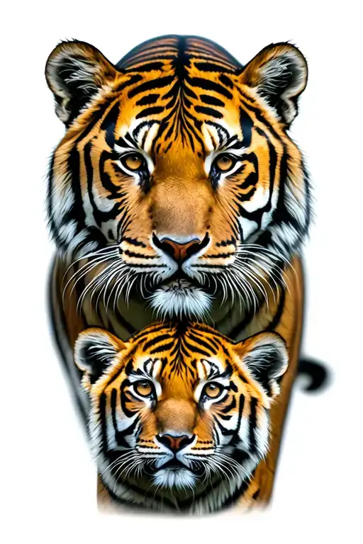 tiger with 2 cubs tattoo design idea