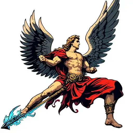 St. Michael the archangel slaying tattoo design idea