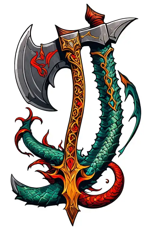 Leviathan Axe and blades of chaos tattoo design idea