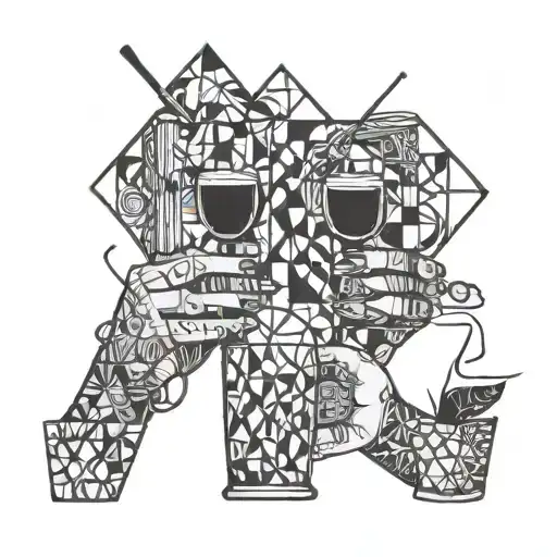 2 friends toasting drinks tattoo design idea