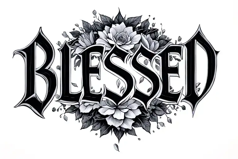 Blessed word tattoo design idea