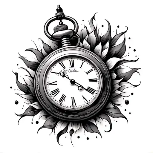Open Pocket Watch tattoo design idea