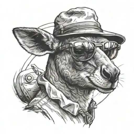 kangaroo wearing sunglasses and a bucket hat tattoo design idea