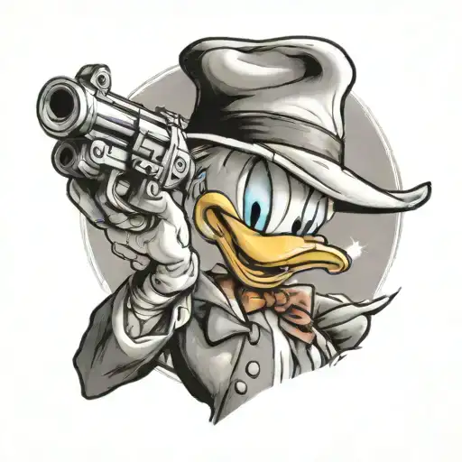 Donald duck gun tattoo design idea