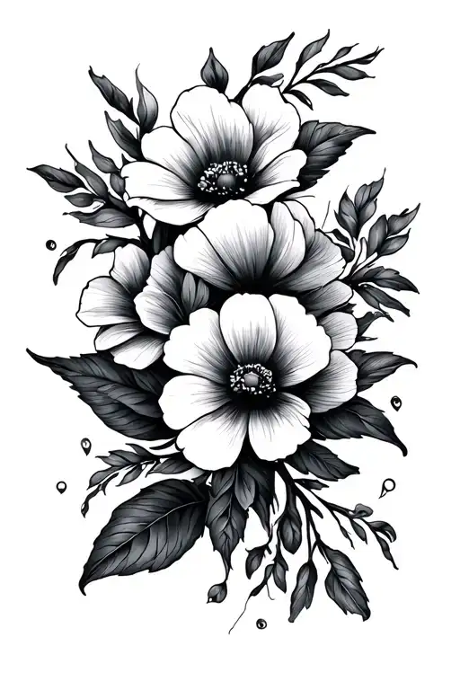 floral with fine line linking to mental health and self harm tattoo design idea