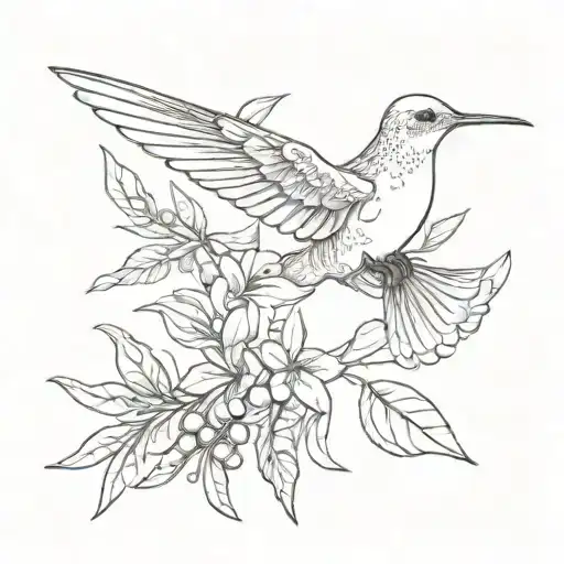 hummingbird and dove carrying an olive branch tattoo design idea