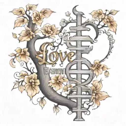 words "love Family" tattoo design idea