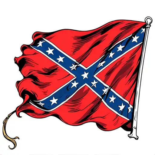 banner style Confederate Flag blowing in the wind with no pole attached to the flag  tattoo design idea