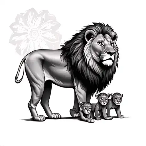 lion and 3 cubs  tattoo design idea