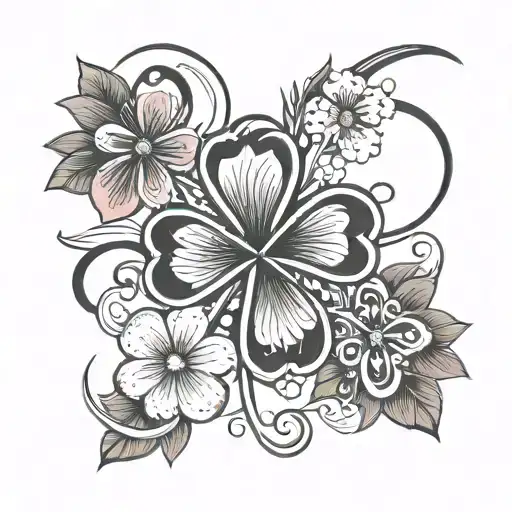 4 petal clover, in each petal an initial - N, J, R tattoo design idea