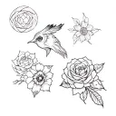 traditional flash sheet tattoo design idea
