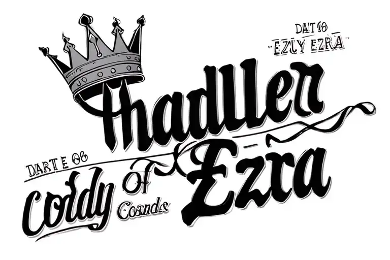 "Chandler Cody Ezra" Crown Date of birth dates tattoo design idea