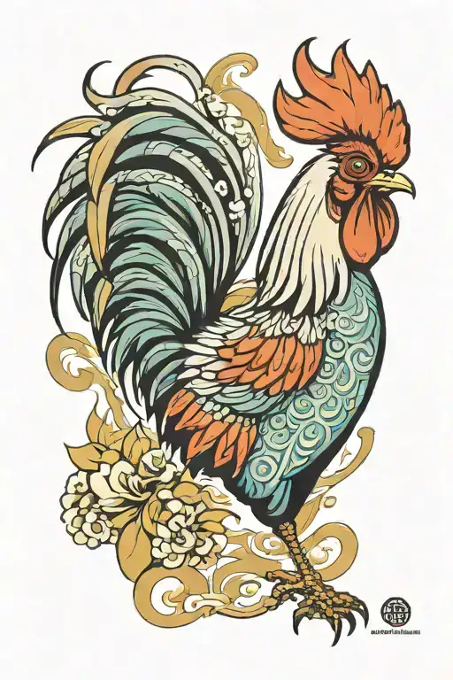vietnamese rooster tattoo design idea