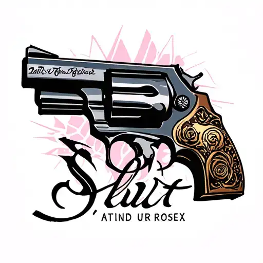 "slut" guns and rosex tattoo design idea