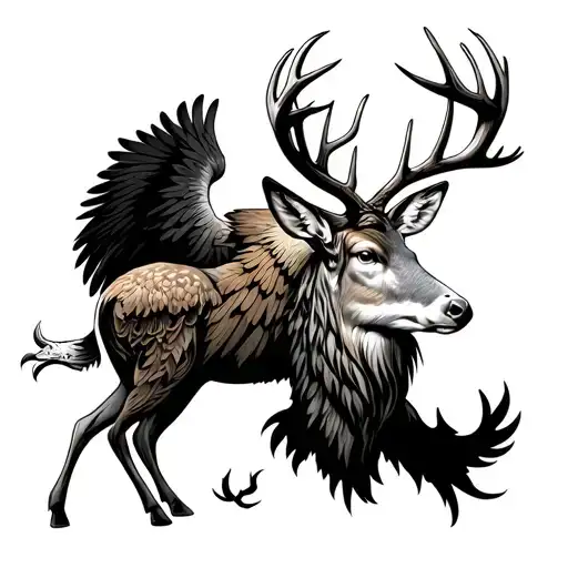 deer with austrian eagle between antlers tattoo design idea