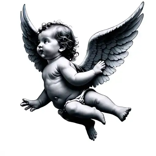 Baby Angel Flying tattoo design idea