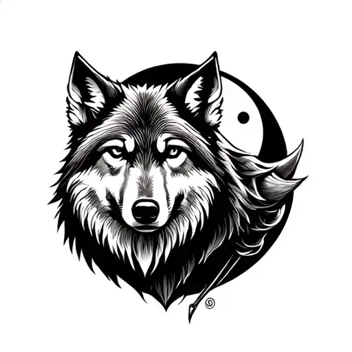 Wolf and Luna Viking Tattoo style tattoo design idea