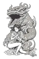 monster eating a girl tattoo design idea