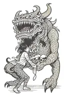 monster eating a girl tattoo design idea