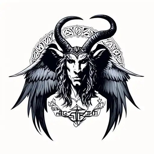 arcangel uriel with capricorn zodiac sign tattoo design idea