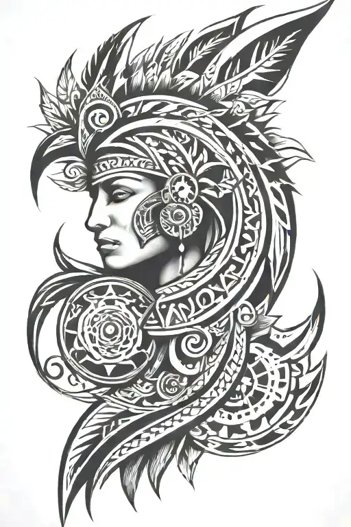 Cherokee tribal sleeve tattoo design idea