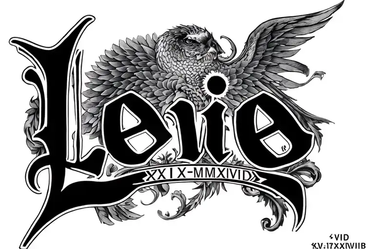 "Levie XII-XX-MMXVIII" name tattoo tattoo design idea