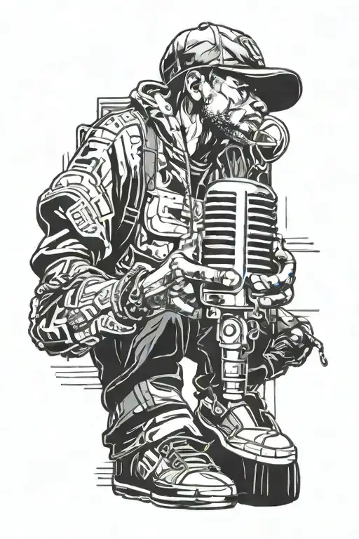 holding hip hop microphone entering the favela tattoo design idea
