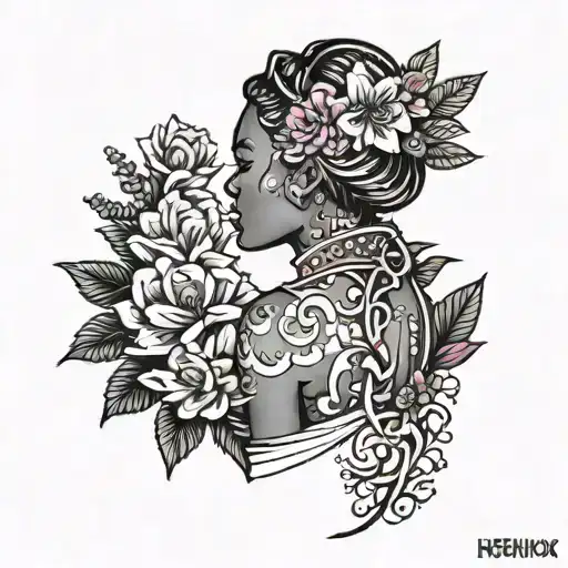 spine tatto with flowers on black girl with bible quotes   tattoo design idea