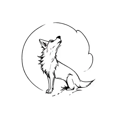 coyote howling tattoo design idea