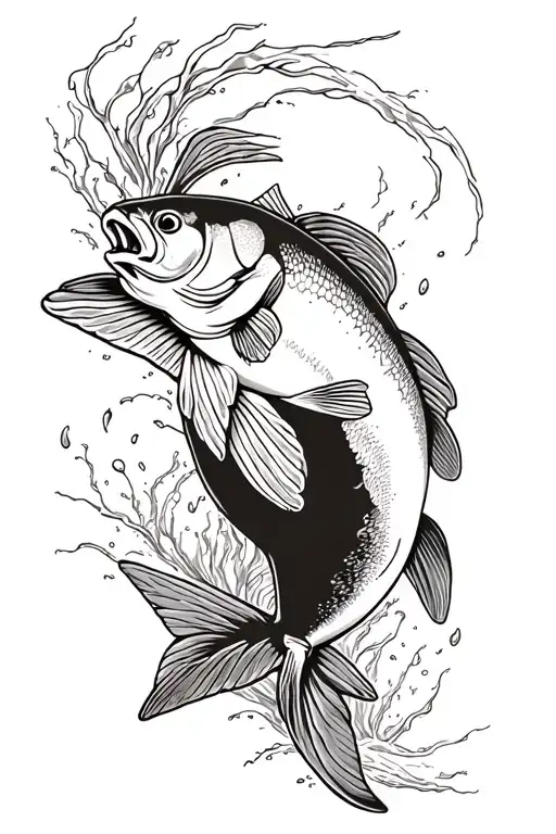 chinook salmon leaping tattoo design idea