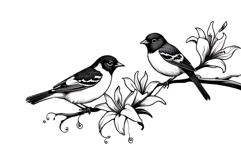 sparrows and Lillies tattoo design idea