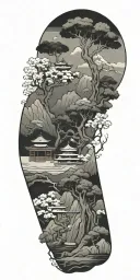 budism symbols that are uncommon. focus on nature, scenery and being grounded while on a spiritual journey tattoo design idea